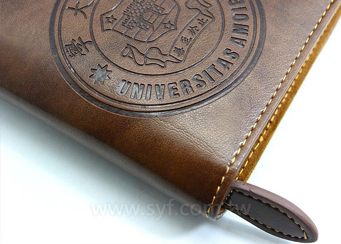 仿舊皮紋工商日誌-三折式拉鍊包活頁筆記本-可訂製內頁及客製化加印LOGO-廈門大學