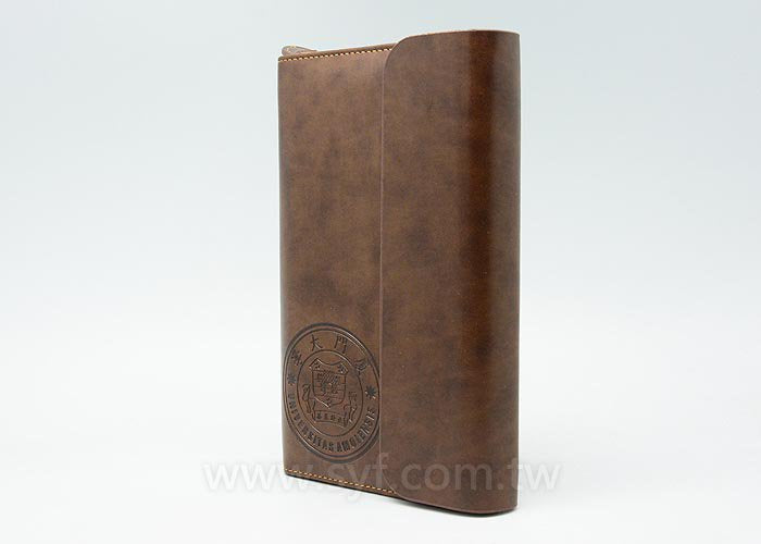 仿舊皮紋工商日誌-三折式拉鍊包活頁筆記本-可訂製內頁及客製化加印LOGO-廈門大學