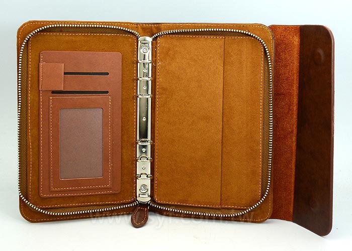 仿舊皮紋工商日誌-三折式拉鍊包活頁筆記本-可訂製內頁及客製化加印LOGO-廈門大學