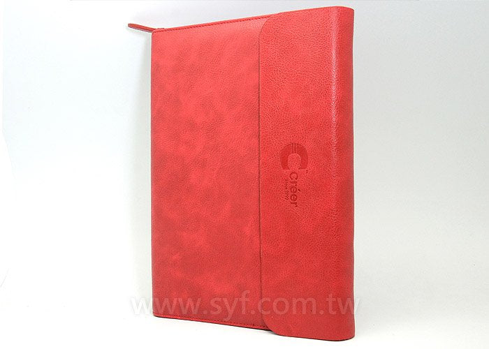 亮彩皮紋工商日誌-三折式拉鍊包活頁筆記本-客製化LOGO