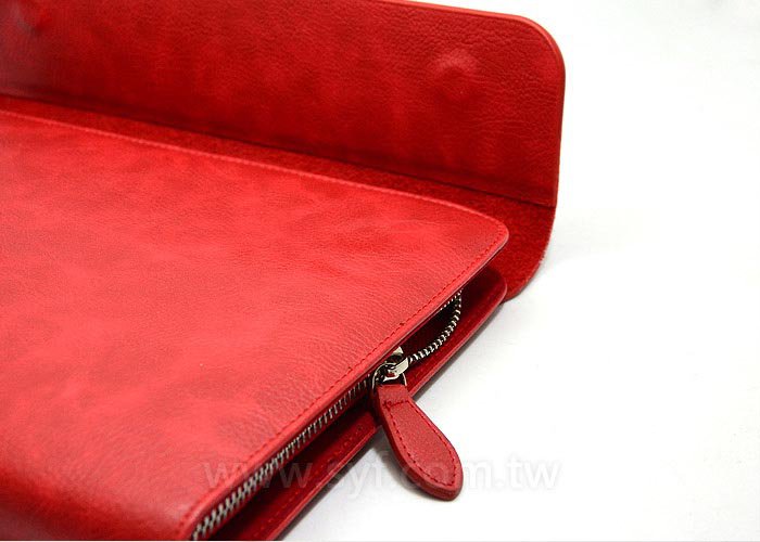 亮彩皮紋工商日誌-三折式拉鍊包活頁筆記本-客製化LOGO