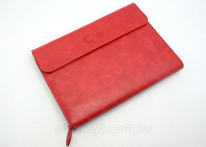 亮彩皮紋工商日誌-三折式拉鍊包活頁筆記本-客製化LOGO