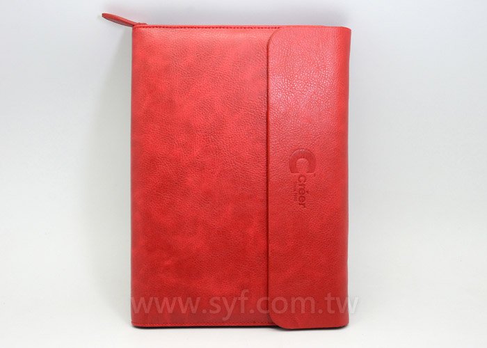 亮彩皮紋工商日誌-三折式拉鍊包活頁筆記本-客製化LOGO