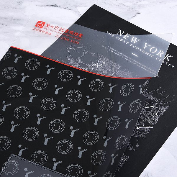 A4單層L夾-加名片袋局部白墨