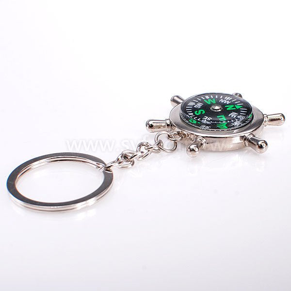 船舵造形指南針鑰匙圈-金屬雷射雕刻-可加LOGO客製化印刷