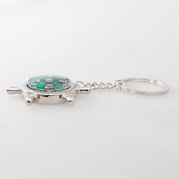 船舵造形指南針鑰匙圈-金屬雷射雕刻-可加LOGO客製化印刷