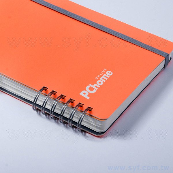 清新亮彩環裝筆記本-彈性束帶線圈記事本-可訂製內頁及客製化加印LOGO-PChome
