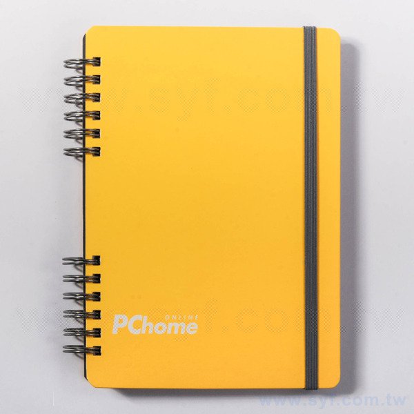 清新亮彩環裝筆記本-彈性束帶線圈記事本-可訂製內頁及客製化加印LOGO-PChome