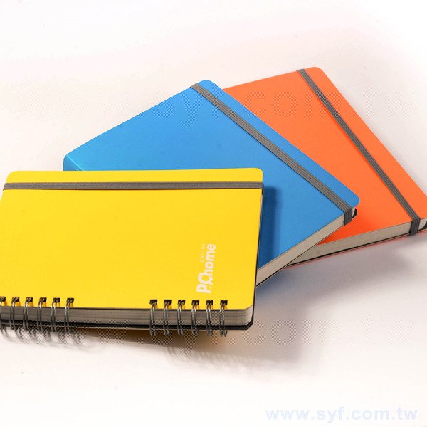 清新亮彩環裝筆記本-彈性束帶線圈記事本-可訂製內頁及客製化加印LOGO-PChome