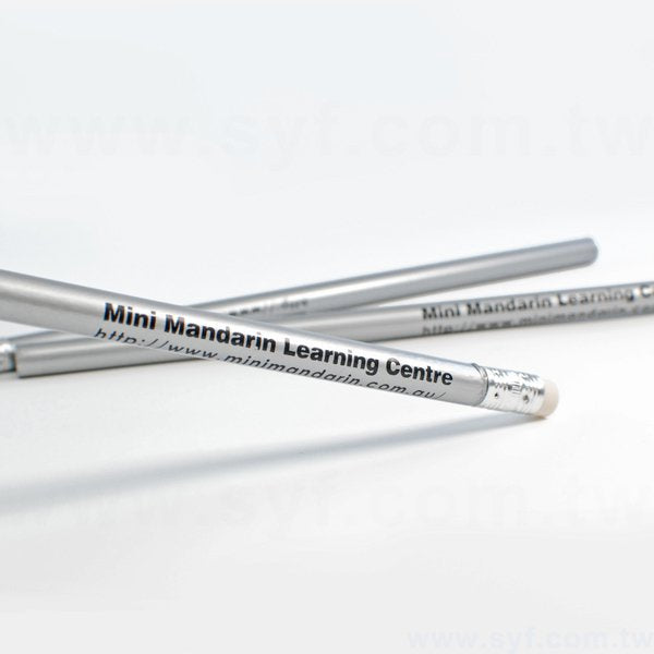 亮眼金銀烤漆鉛筆-橡皮擦頭廣告筆-可客製化加印LOGO