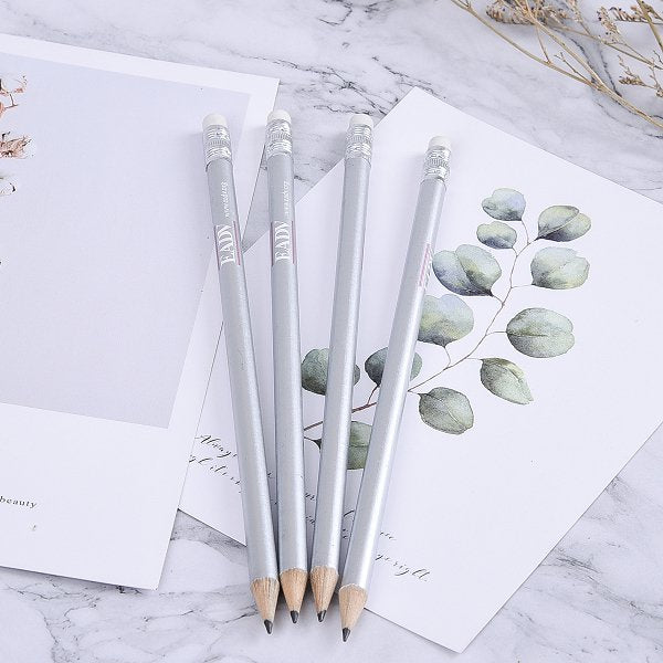 亮眼金銀烤漆鉛筆-橡皮擦頭廣告筆-可客製化加印LOGO