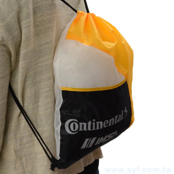 尼龍束口後背包-厚度210D-尺寸W34*H41-單色單面-可客製化印刷LOGO