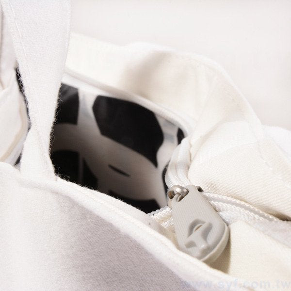 帆布袋-類帆布材質-雙色印刷-T型帆布包加拉鍊