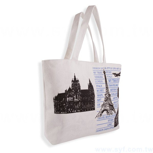 帆布袋-類帆布材質-雙色印刷-T型帆布包加拉鍊