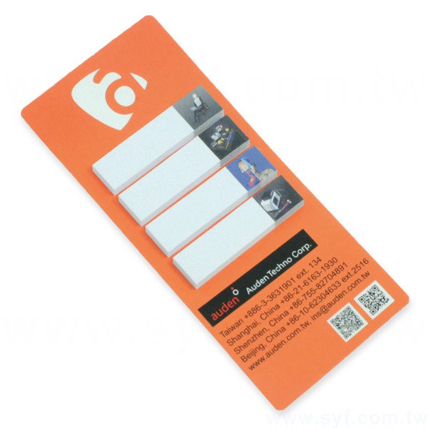 帶背卡式便利貼-4款造型各25張單面彩色印刷-背卡單面彩色印刷上亮膜