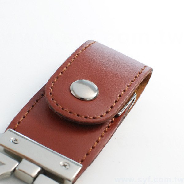 鑰匙圈皮革隨身諜-金屬加皮革材質隨身碟-可加LOGO客製化印刷