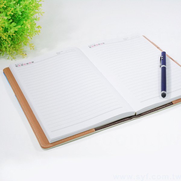 經典皮紋工商日誌-翻開式平裝萬用手冊-可訂製內頁及客製化加印LOGO