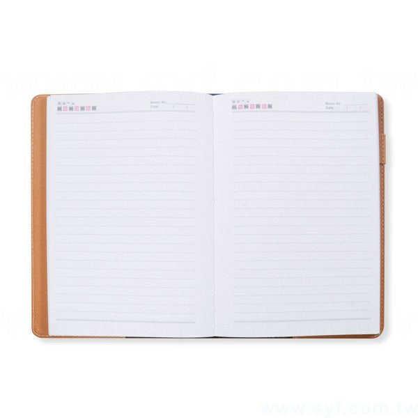 經典皮紋工商日誌-翻開式平裝萬用手冊-可訂製內頁及客製化加印LOGO