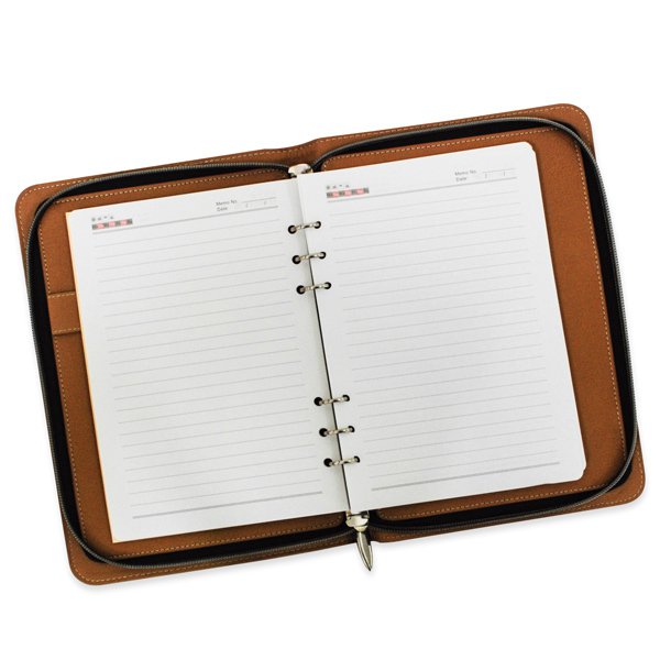 精緻壓花工商日誌-拉鍊包活頁筆記本-可訂製內頁及客製化加印LOGO