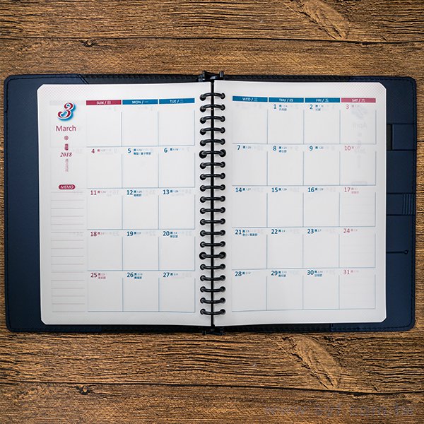 尊爵品味工商日誌-翻開式活頁筆記本-可訂製內頁及客製化加印LOGO