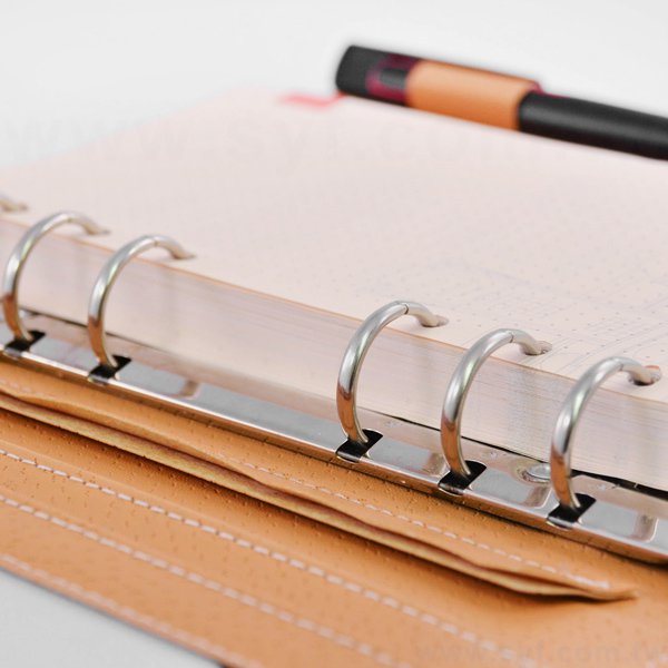 經典線條工商日誌-按壓式方扣活頁筆記本-可訂製內頁及客製化加印LOGO