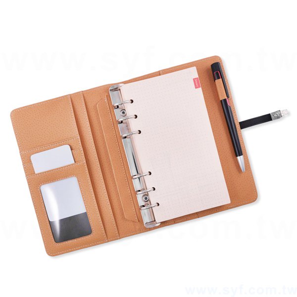 經典線條工商日誌-按壓式方扣活頁筆記本-可訂製內頁及客製化加印LOGO