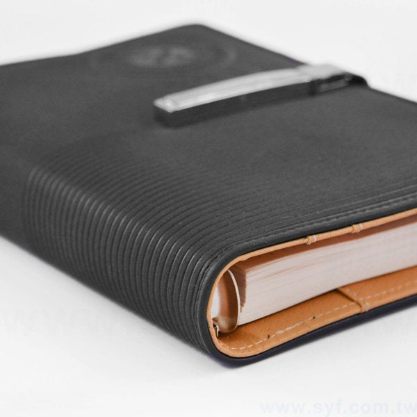 經典線條工商日誌-按壓式方扣活頁筆記本-可訂製內頁及客製化加印LOGO