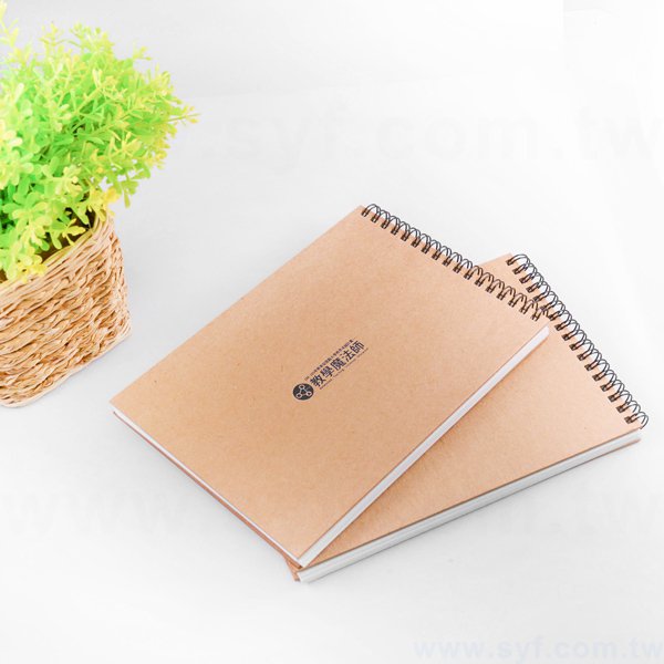 簡約時尚牛皮紙環裝筆記本-左翻橫式線圈記事本-可訂製內頁及客製化加印LOGO