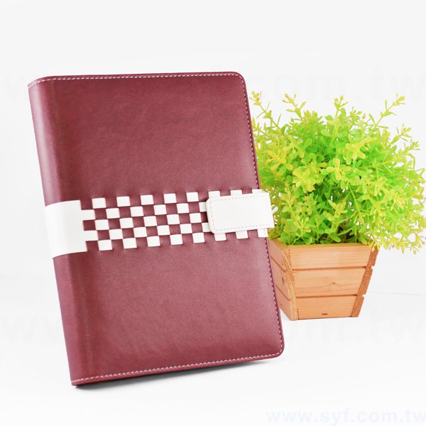 獨特編織紋工商日誌-磁扣式扣環活頁萬用手冊-可訂製內頁及客製化加印LOGO