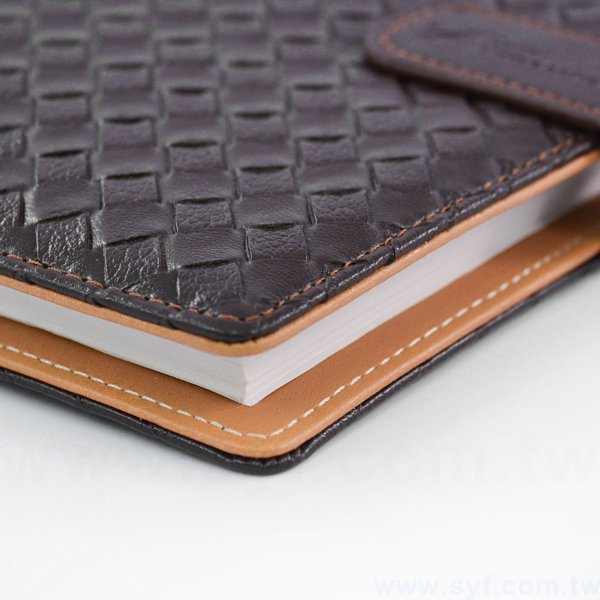 時尚編織紋工商日誌-磁扣式扣環活頁筆記本-可訂製內頁及客製化加印LOGO