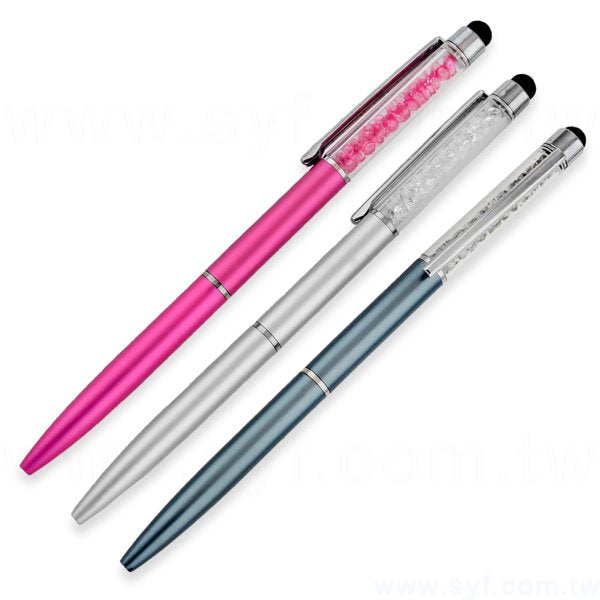 水晶電容觸控筆-金屬廣告禮品筆-多功能觸控廣告原子筆-三款式可選-採購批發贈品筆