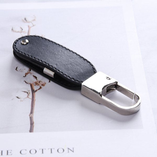 皮製隨身碟-鑰匙圈禮贈品USB-金屬環皮革材質隨身碟-客製隨身碟容量-採購訂製印刷推薦禮品