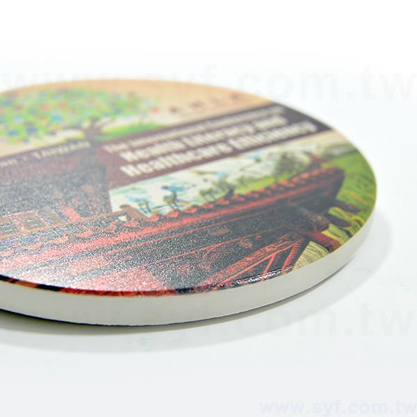 圓形陶瓷杯墊-止滑吸水杯墊-可客製化印刷LOGO