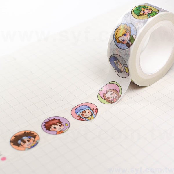 紙膠帶製作-圓標貼紙客製化紙膠帶-彩色印刷-適用禮品包裝文具裝飾