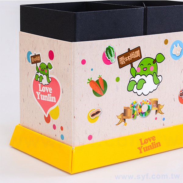 筆筒-亮膜二格筆筒0.41mm客製化筆座-彩色印刷-辦公收納創意筆筒