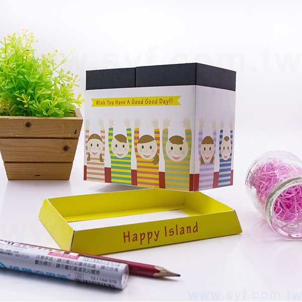 筆筒-亮膜二格筆筒0.41mm客製化筆座-彩色印刷-辦公收納創意筆筒