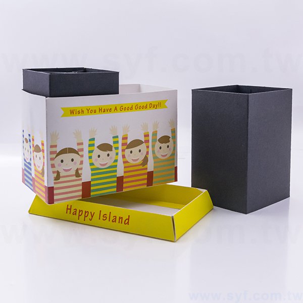 筆筒-亮膜二格筆筒0.41mm客製化筆座-彩色印刷-辦公收納創意筆筒