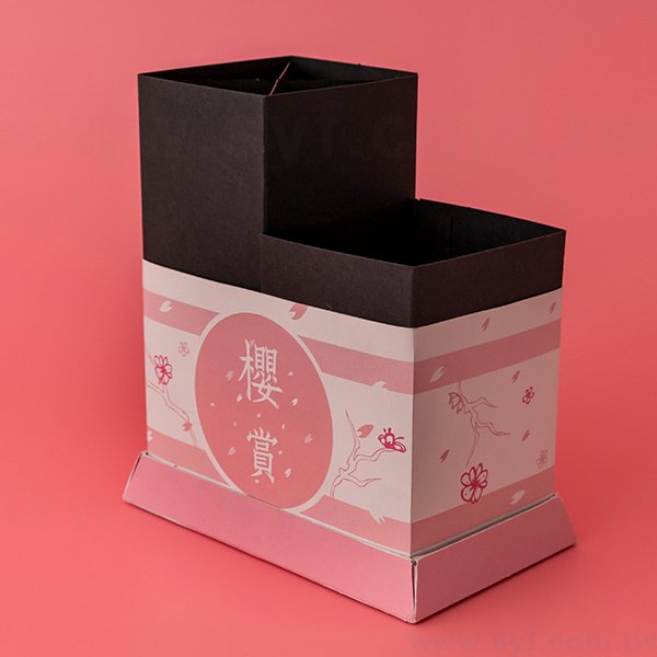 筆筒-䨒膜二格筆筒0.41mm客製化筆座-彩色印刷-辦公收納環保筆筒