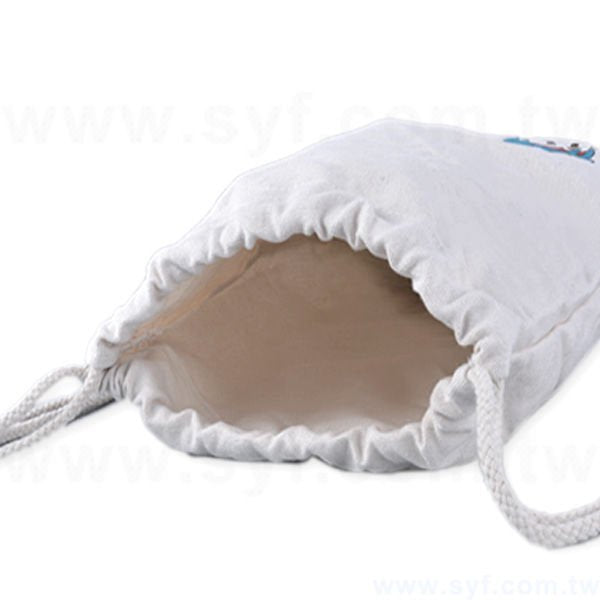 束口袋-三色網版印刷-帆布材質後背束口袋-工廠客製化環保袋