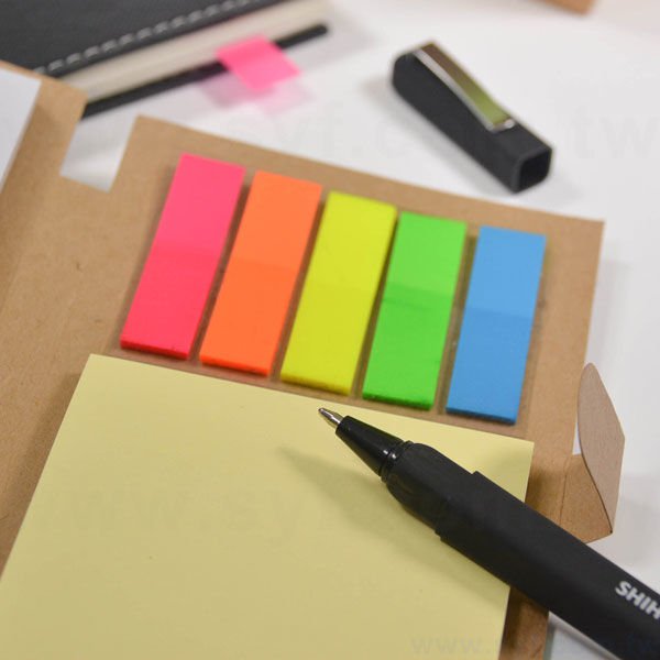 手札式封卡便利貼-三合一N次貼無印刷-封面牛皮紙彩色