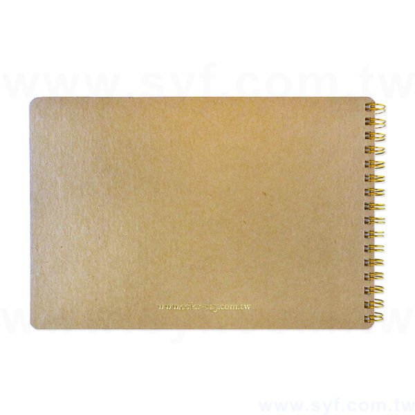 簡約個性牛皮紙環裝筆記本-左翻橫式線圈記事本-可訂製內頁及客製化加印LOGO