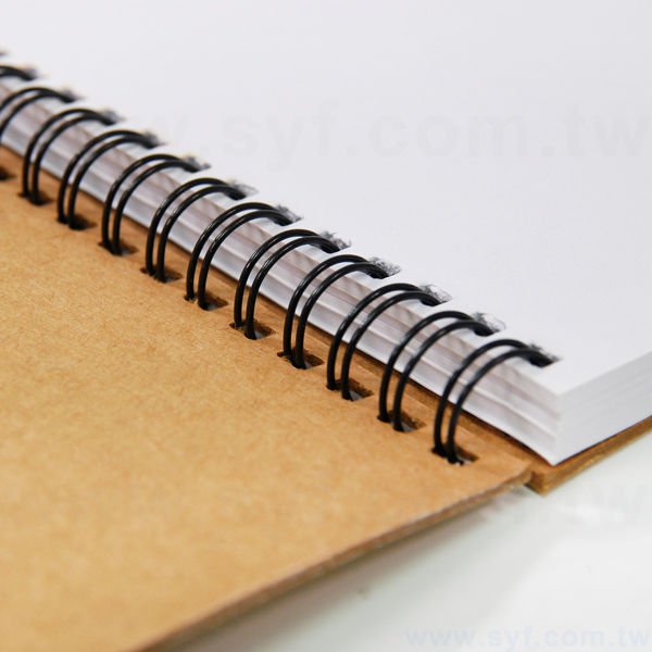 個性牛皮紙環裝筆記本-左翻橫式線圈記事本-可訂製內頁及客製化加印LOGO