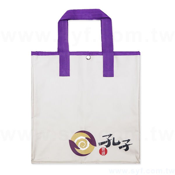 防潑水手提袋-牛津布材質加扣子-多款客製布料批發推薦-採購訂製立體購物袋