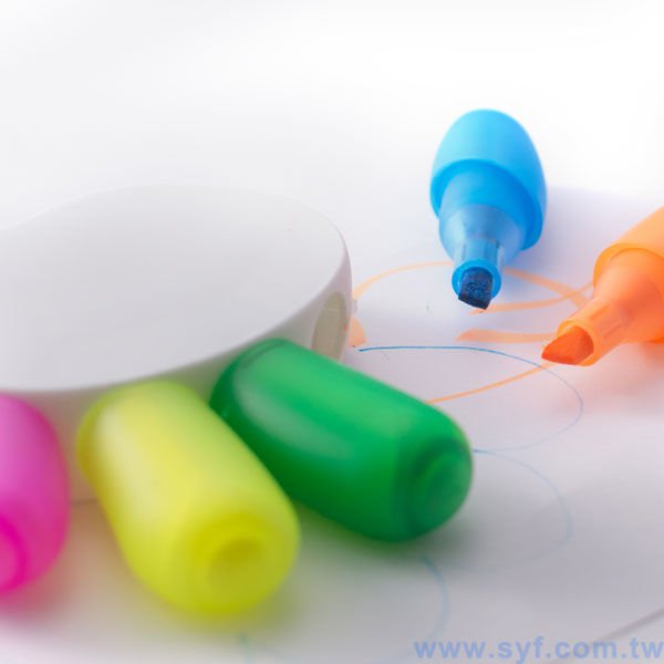 手掌造型五色螢光筆廣告筆-開蓋式原子筆-可客製化加印LOGO