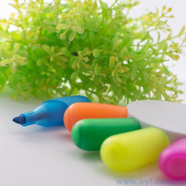 手掌造型五色螢光筆廣告筆-開蓋式原子筆-可客製化加印LOGO