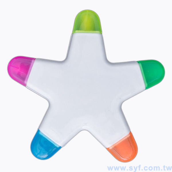 造型五色螢光筆廣告筆-開蓋式原子筆-可客製化加印LOGO