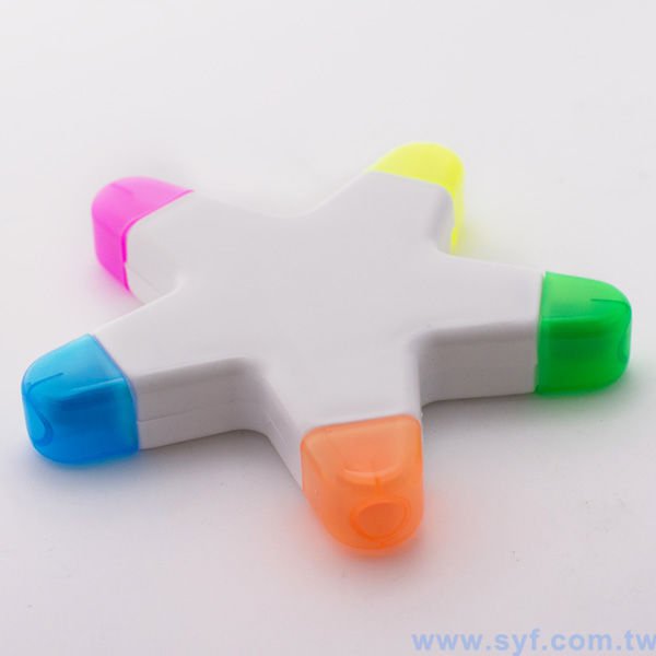 造型五色螢光筆廣告筆-開蓋式原子筆-可客製化加印LOGO