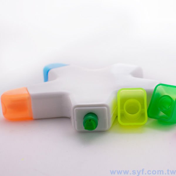 造型五色螢光筆廣告筆-開蓋式原子筆-可客製化加印LOGO