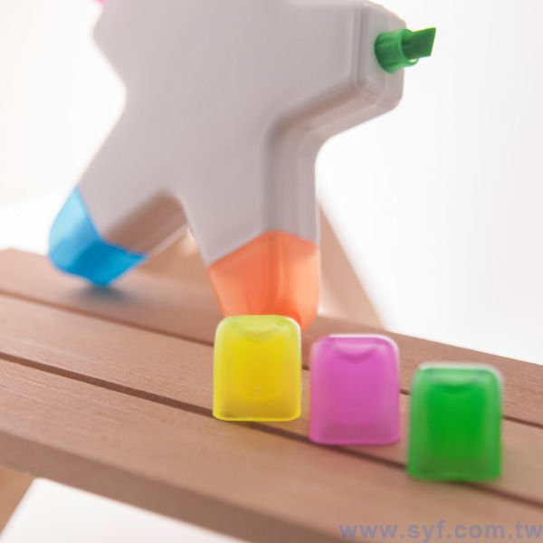 造型五色螢光筆廣告筆-開蓋式原子筆-可客製化加印LOGO