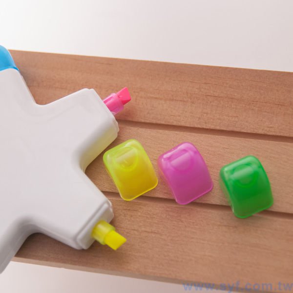 造型五色螢光筆廣告筆-開蓋式原子筆-可客製化加印LOGO